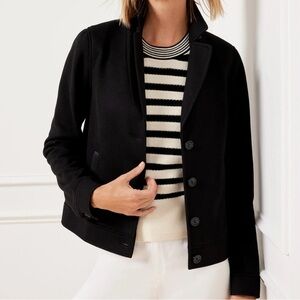 Vintage Talbots Black Knit Cotton Silk Women's Blazer Sweater Jacket